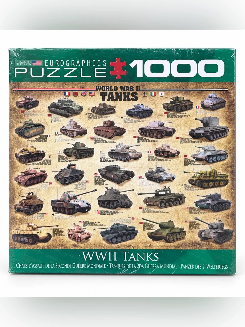 Eurographics WWII Tanks 1000 Piece Puzzle Military Collection Made in USA Sealed